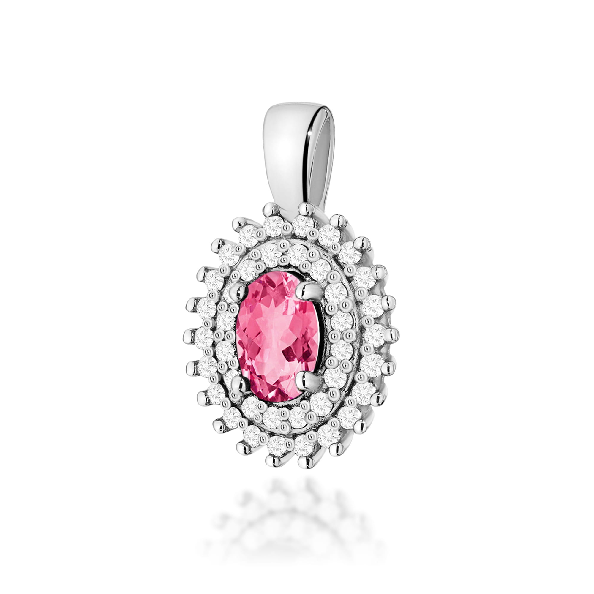 Gold Pendant With Pink Topaz And Diamonds