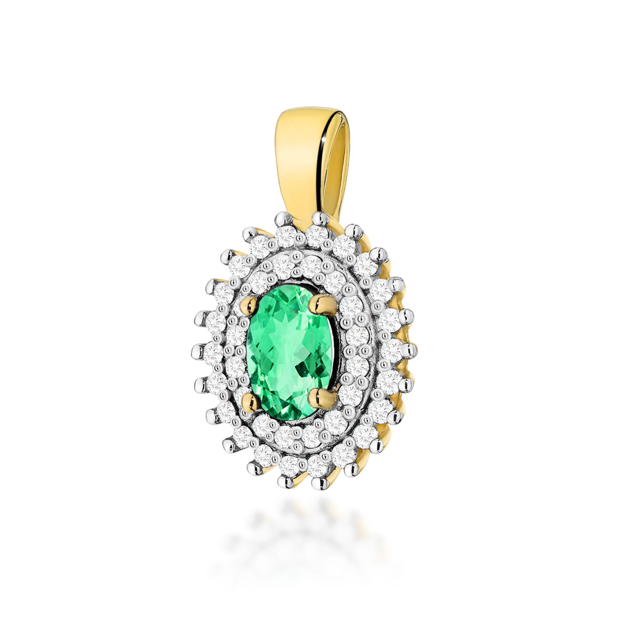 Gold Pendant With Emerald And Diamonds