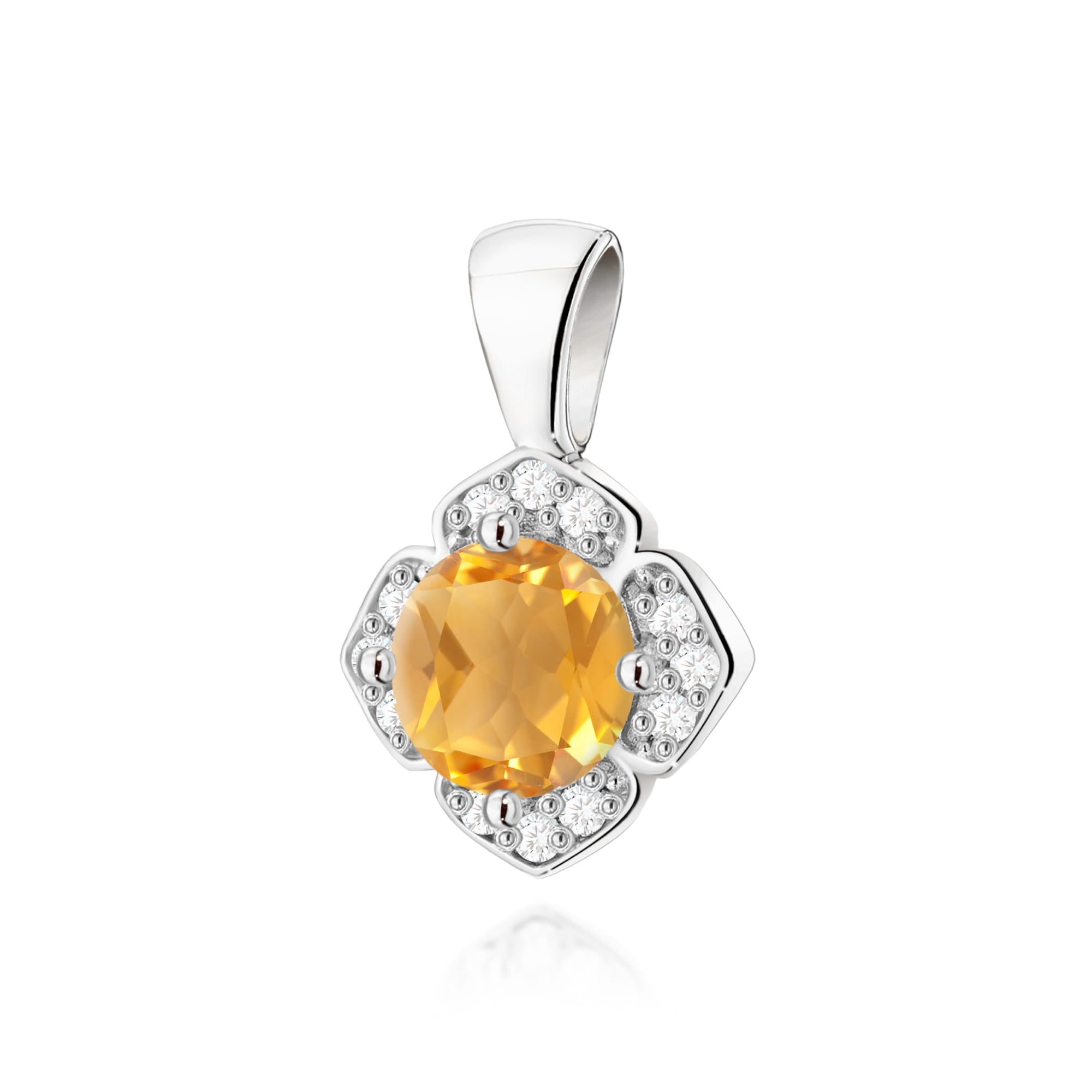 Gold Pendant With Citrine And Diamonds