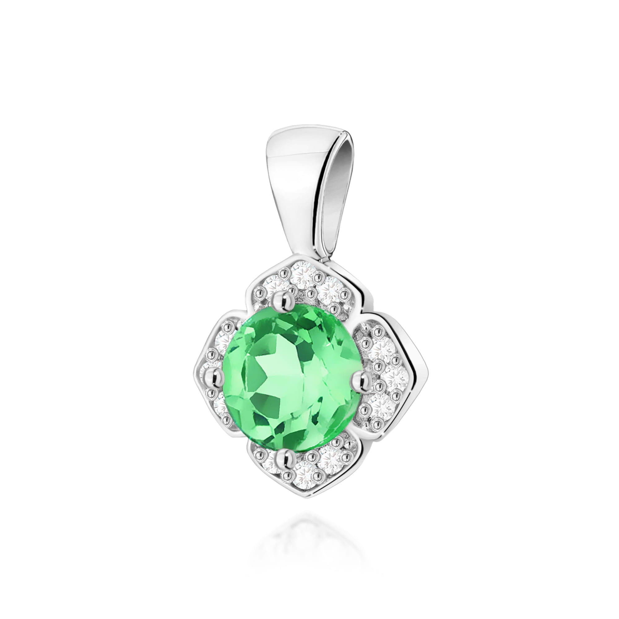 Gold Pendant With Emerald And Diamonds