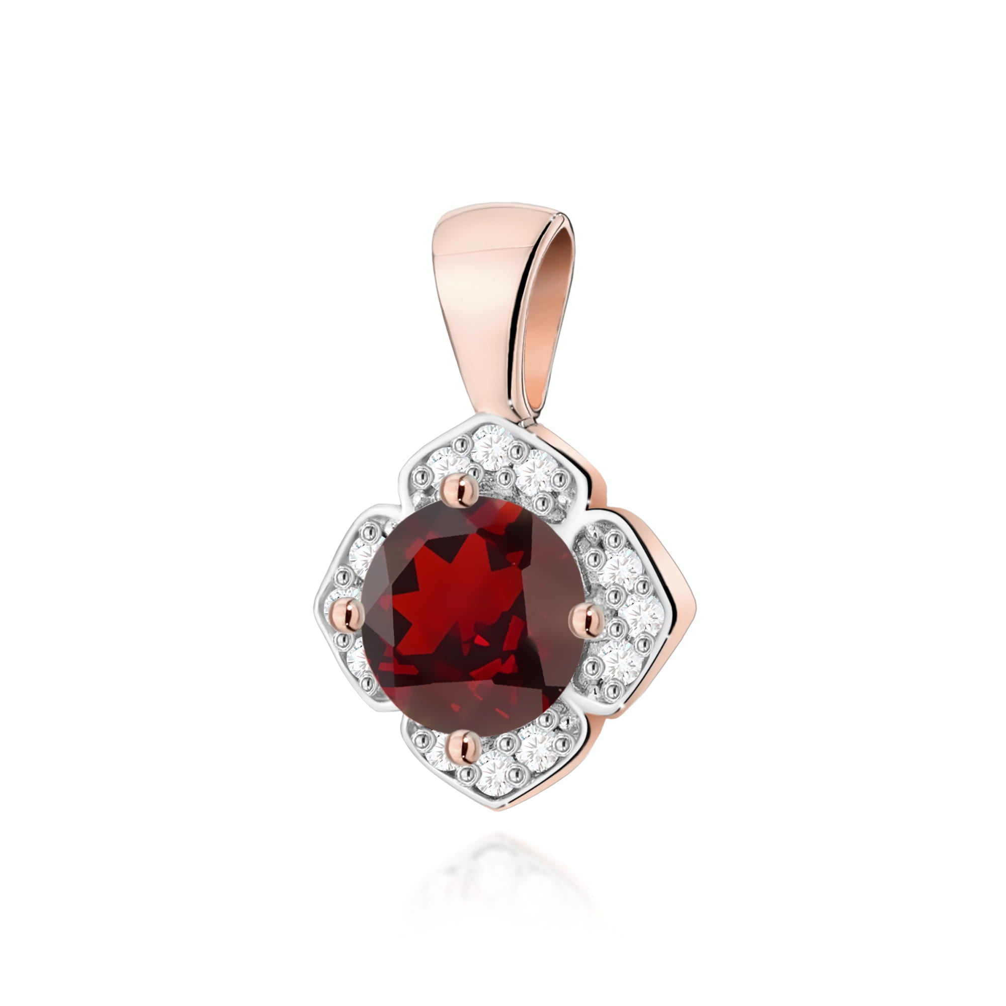 Gold Pendant With Garnet And Diamonds