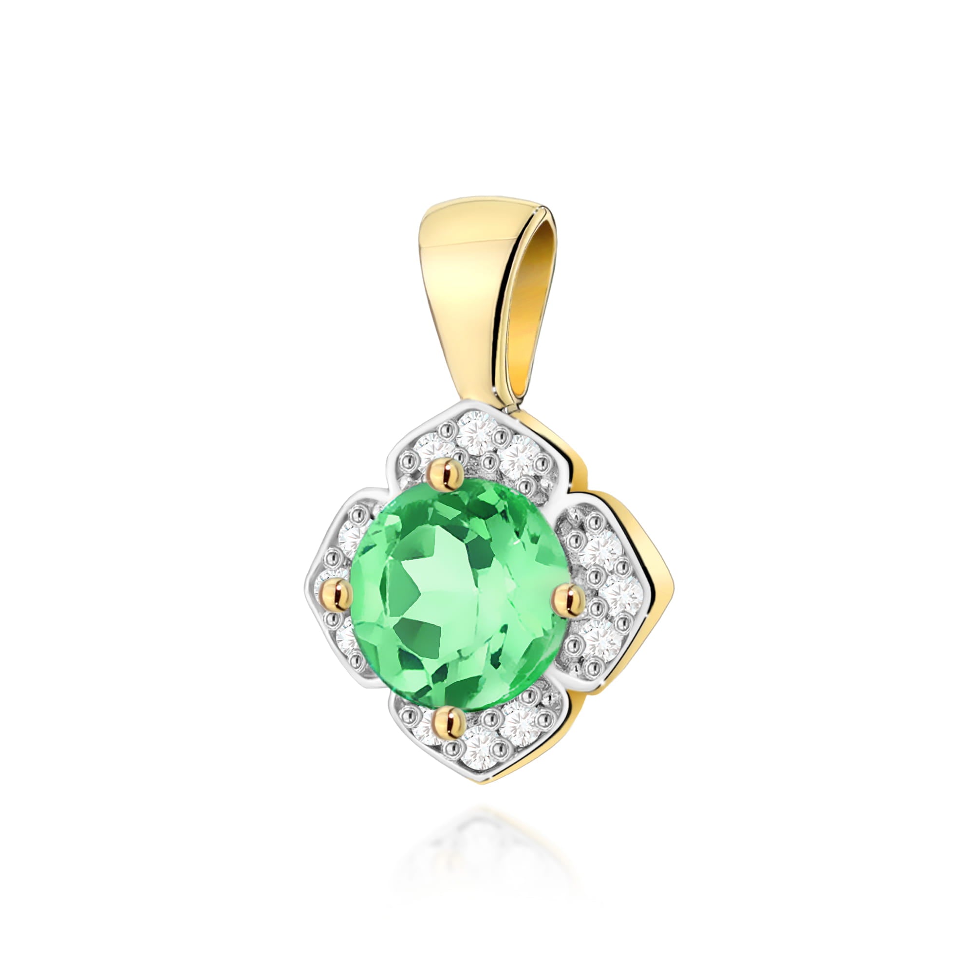 Gold Pendant With Emerald And Diamonds