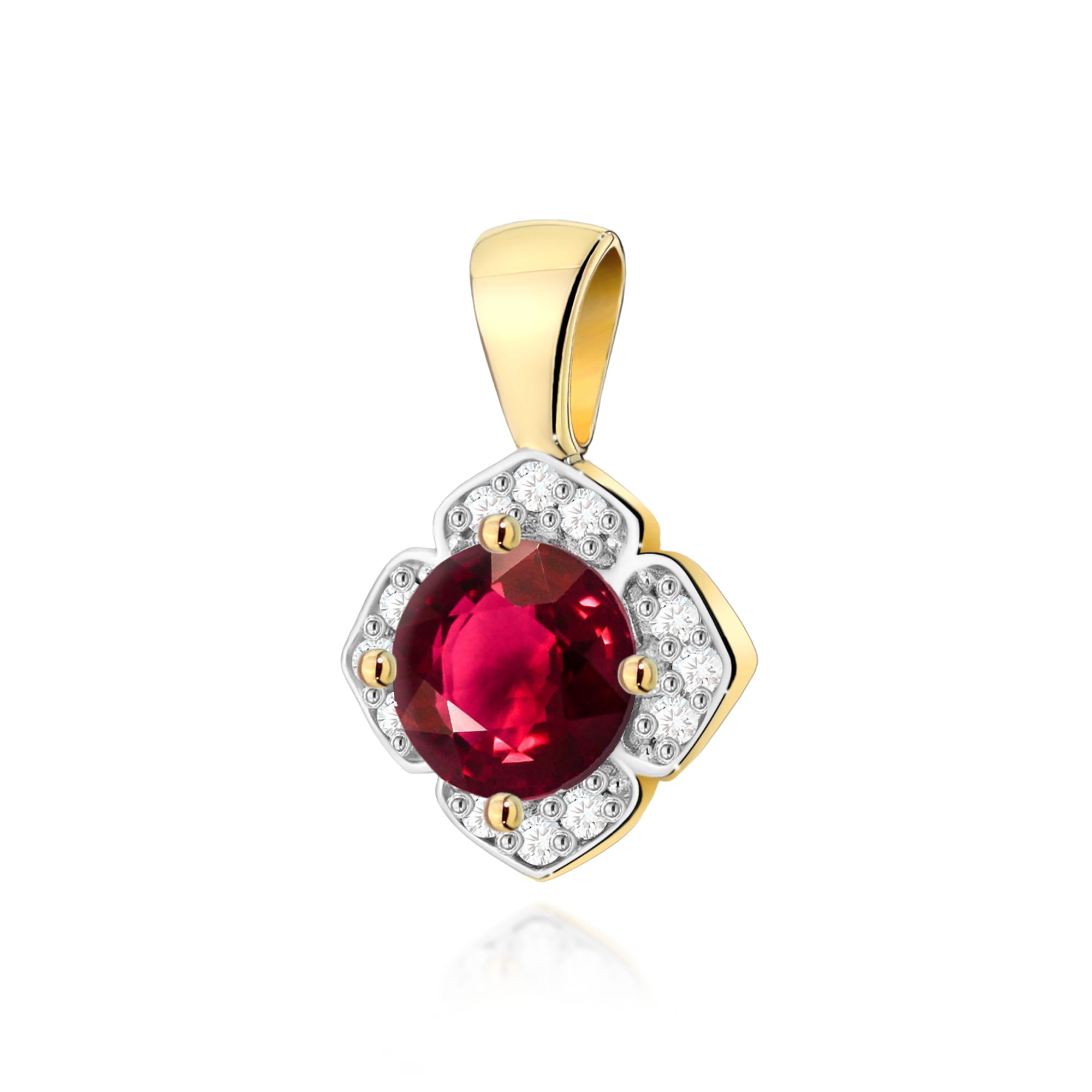Gold Pendant With Ruby And Diamonds