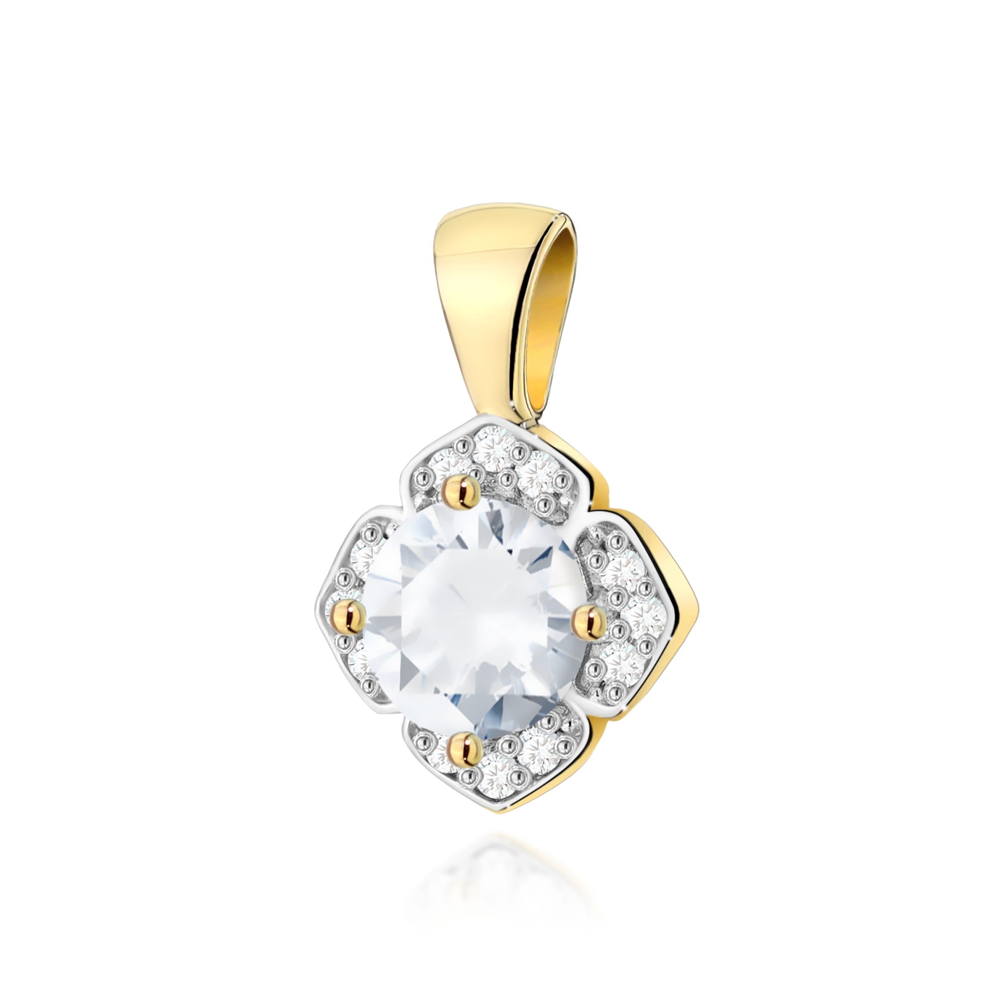 Gold Pendant With White Sapphire And Diamonds
