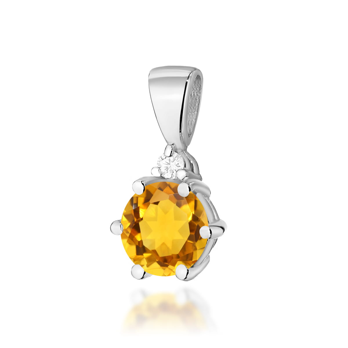 Gold Pendant With Citrine And Diamonds