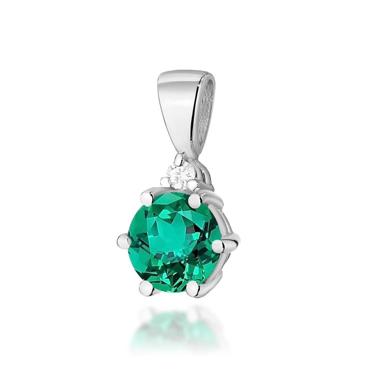 Gold Pendant With Emerald And Diamonds