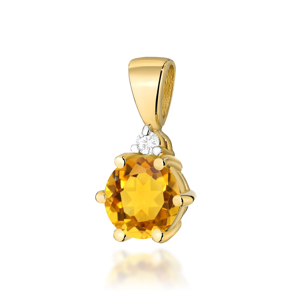 Gold Pendant With Citrine And Diamonds