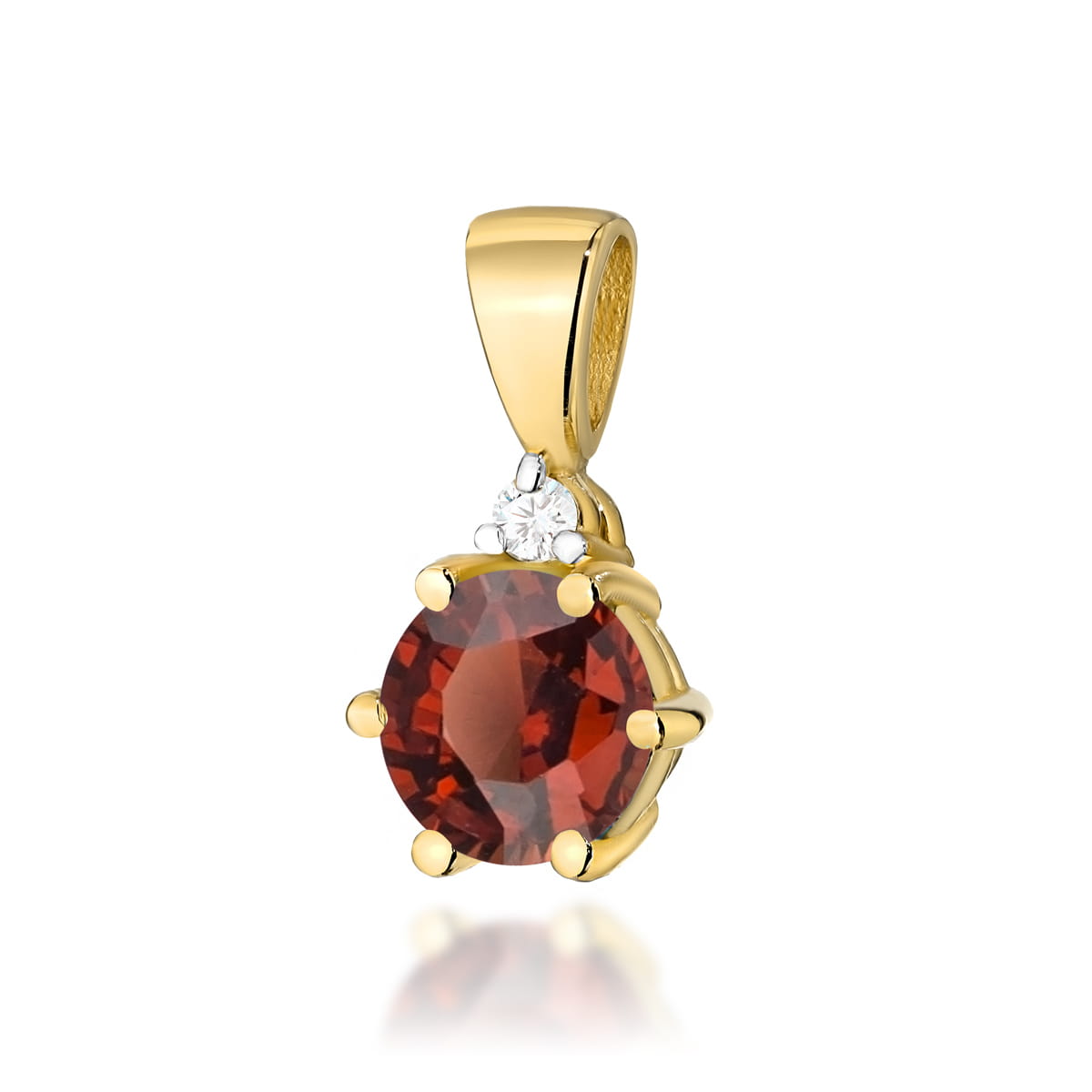 Gold Pendant With Garnet And Diamonds