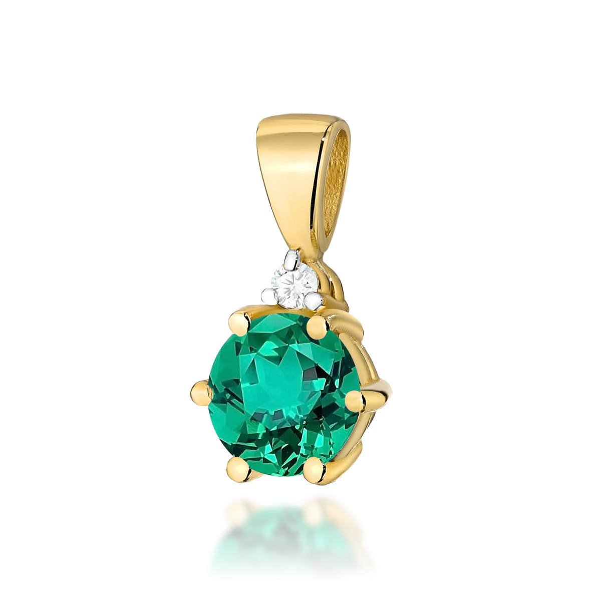 Gold Pendant With Emerald And Diamonds