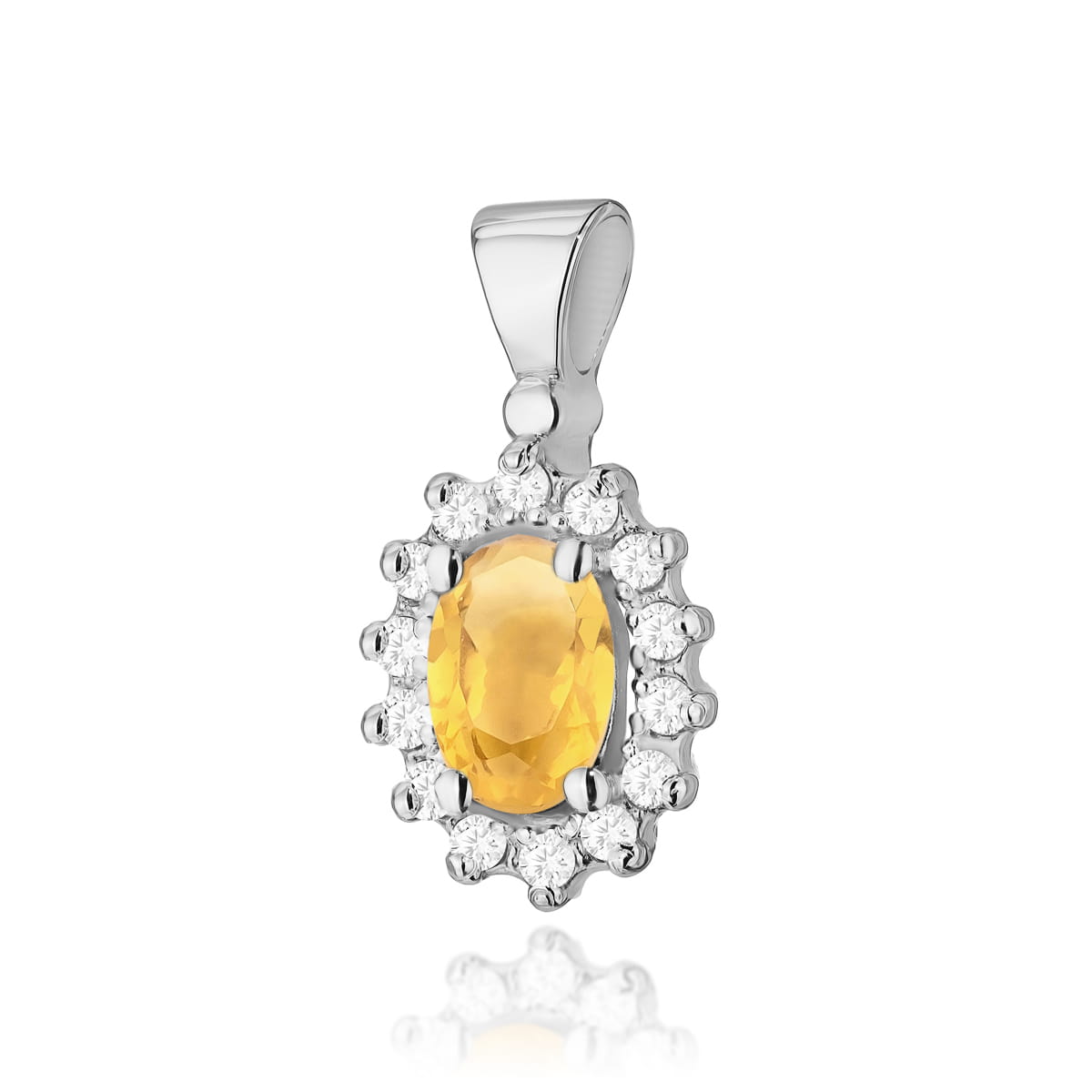 Gold Pendant With Citrine And Diamonds