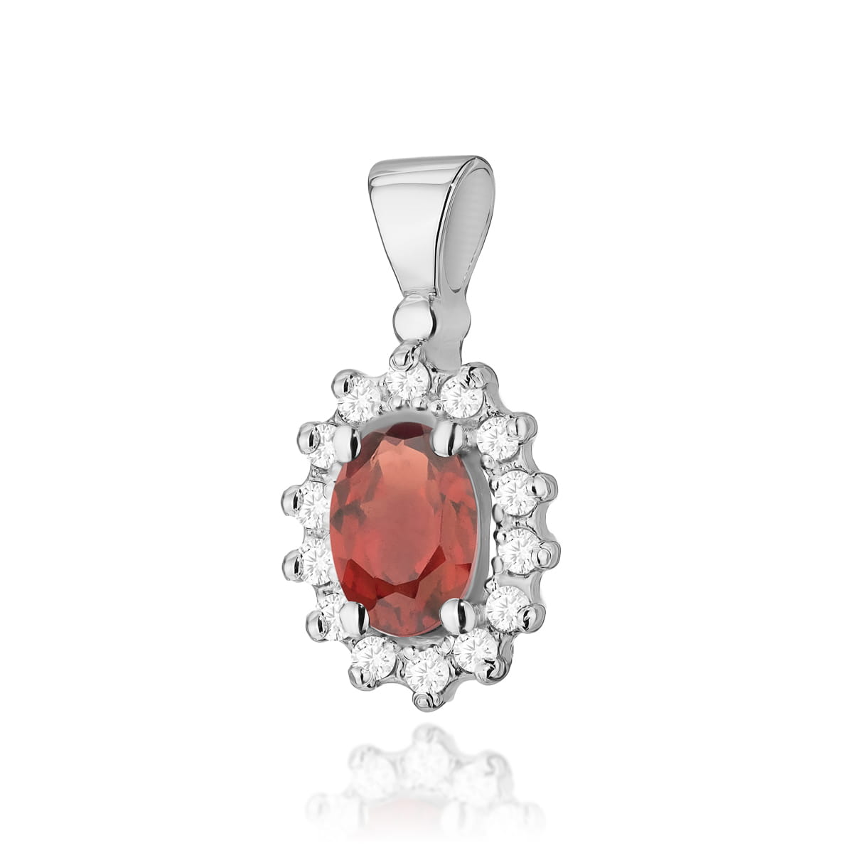 Gold Pendant With Garnet And Diamonds