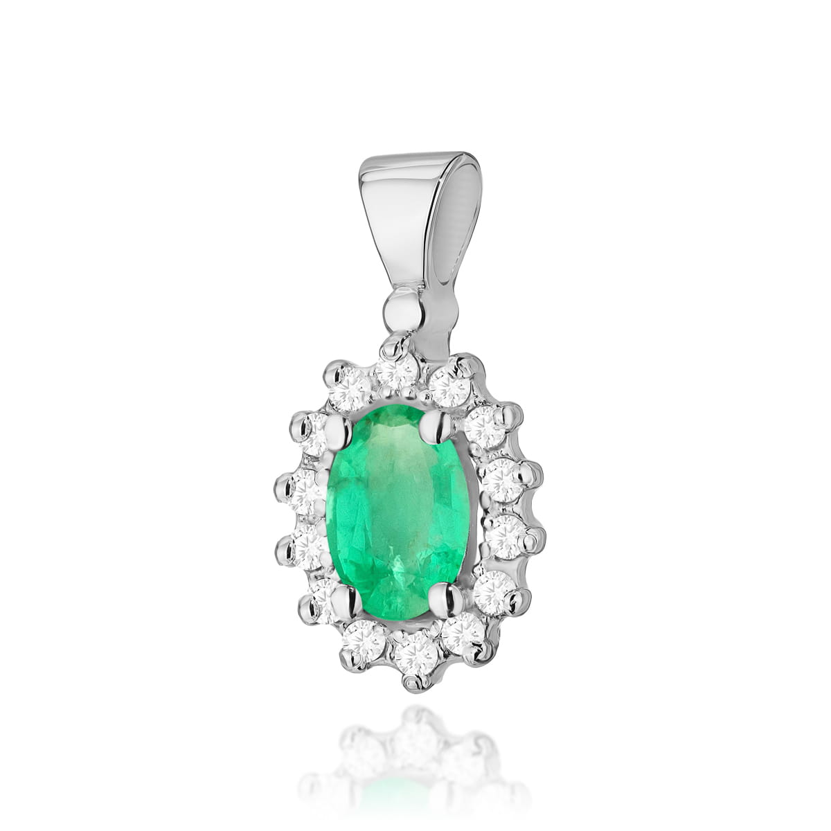 Gold Pendant With Emerald And Diamonds