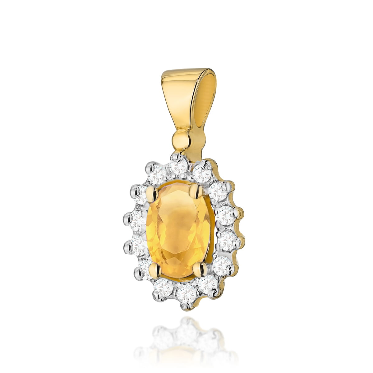 Gold Pendant With Citrine And Diamonds