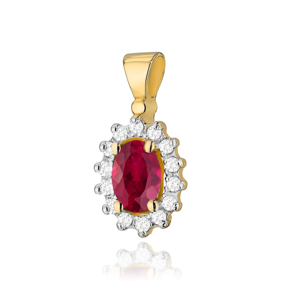 Gold Pendant With Ruby And Diamonds