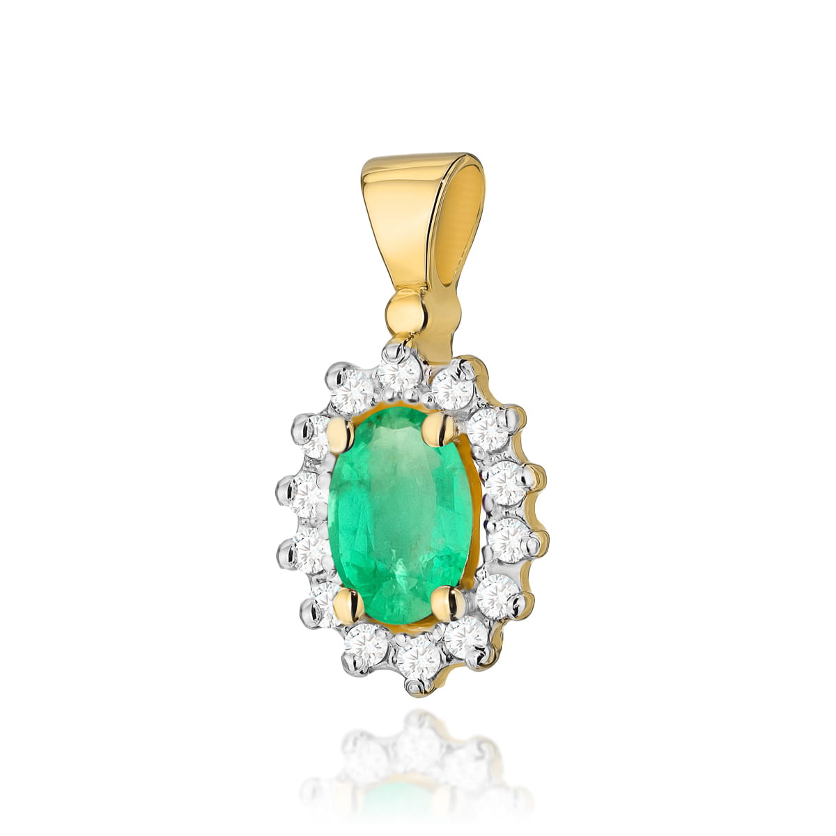 Gold Pendant With Emerald And Diamonds