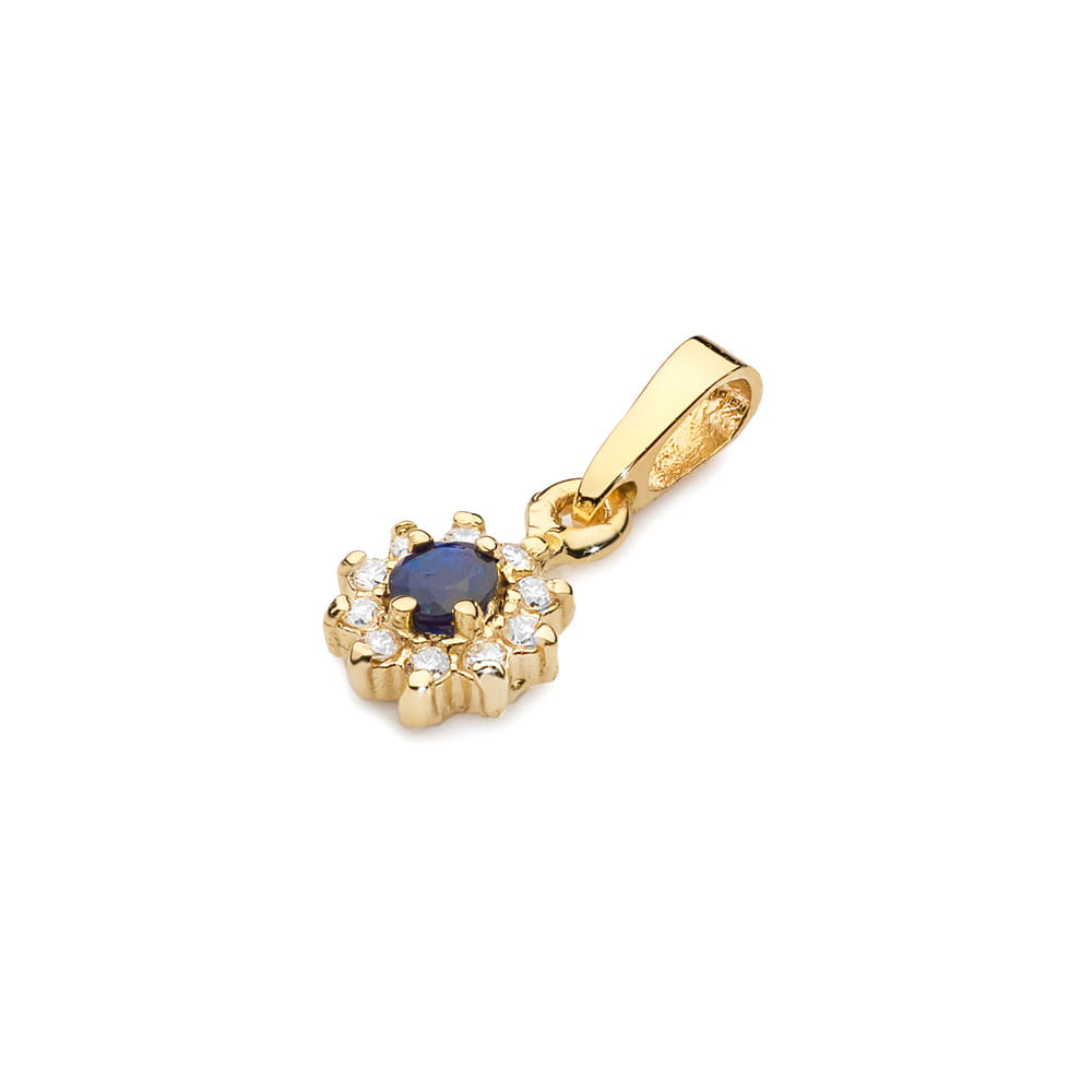Gold Pendant With Sapphire And Diamonds