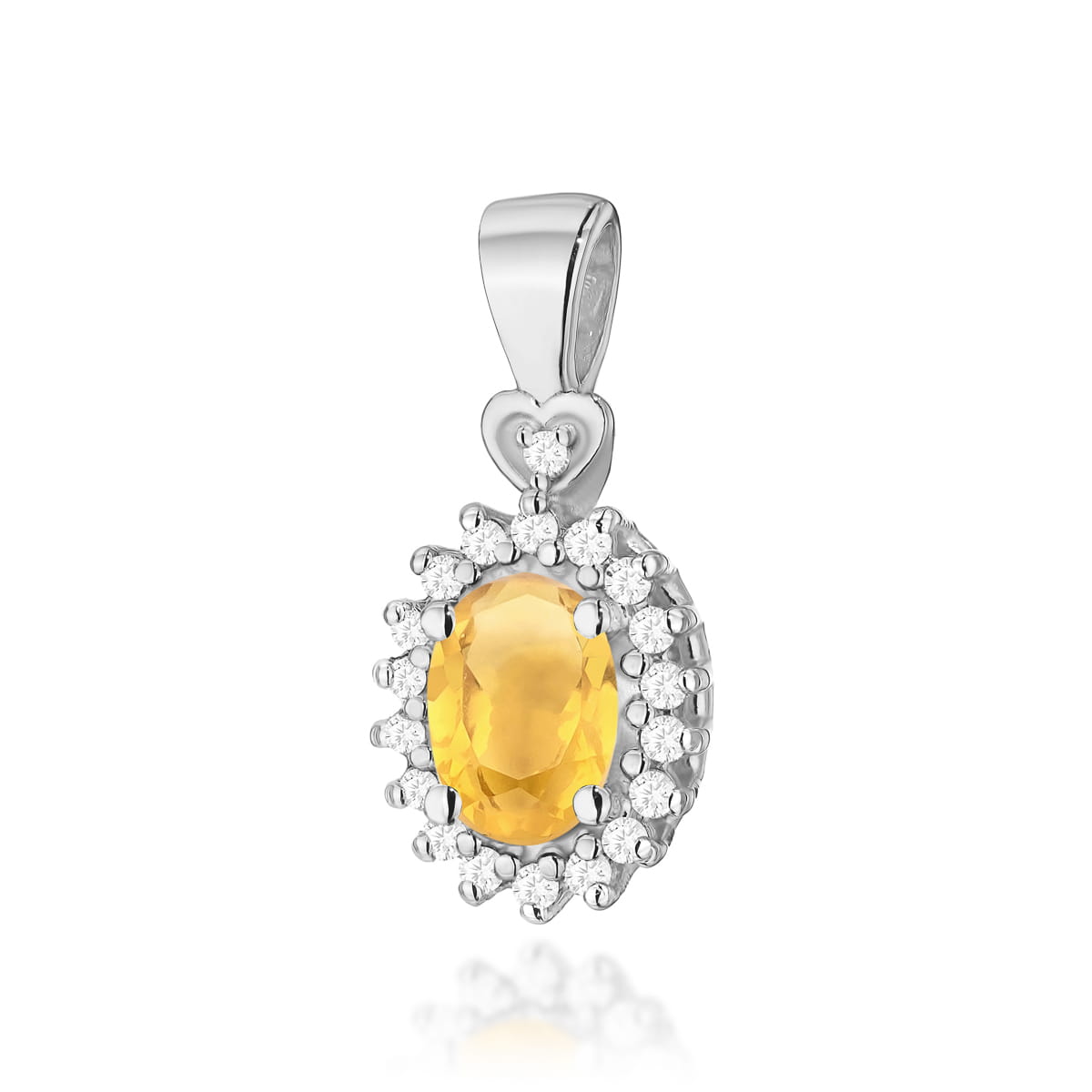 Gold Pendant With Citrine And Diamonds