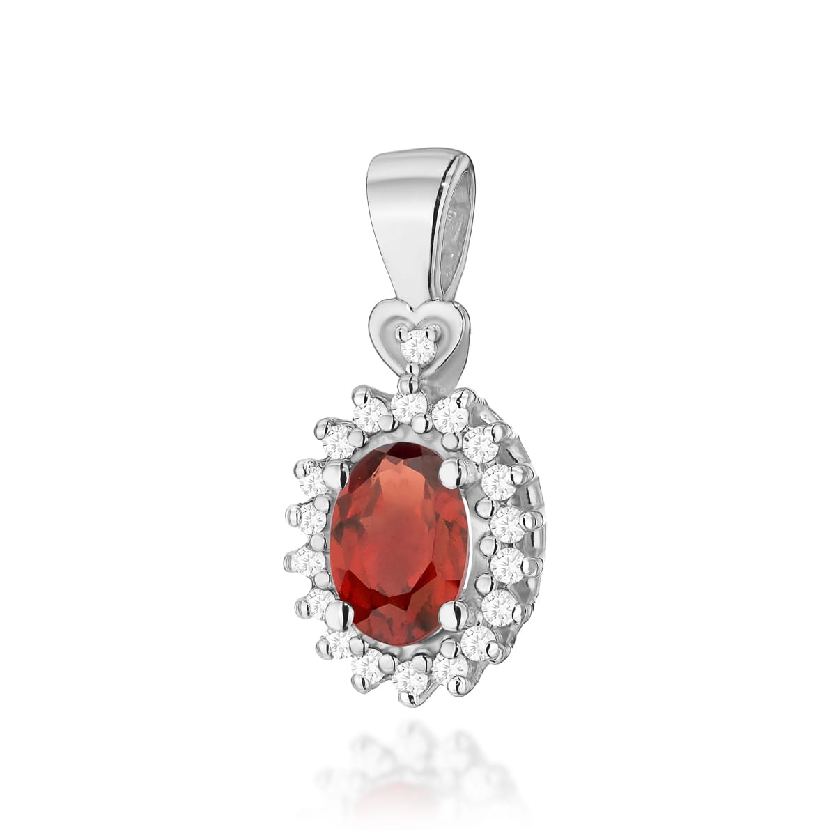 Gold Pendant With Garnet And Diamonds