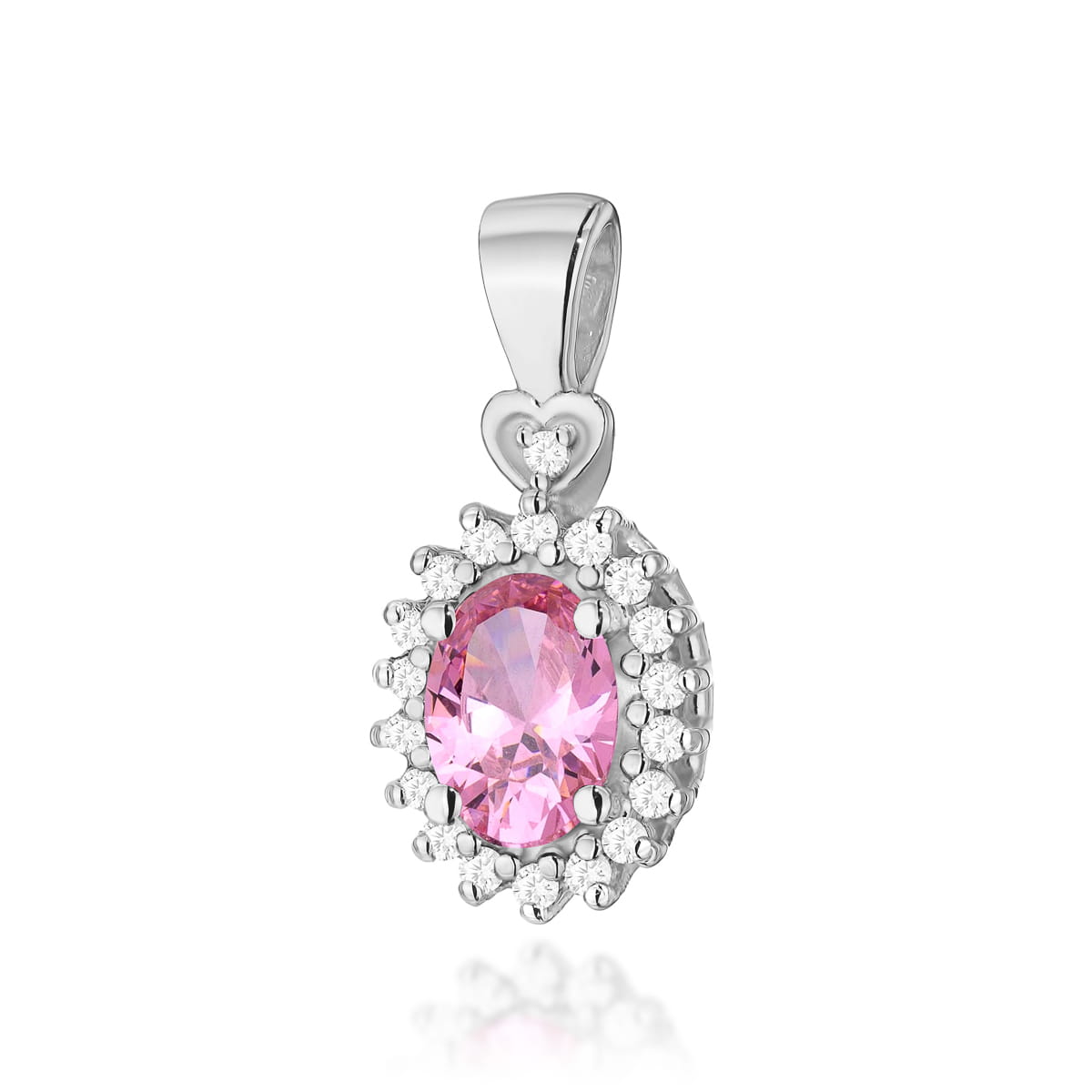 Gold Pendant With Pink Topaz And Diamonds