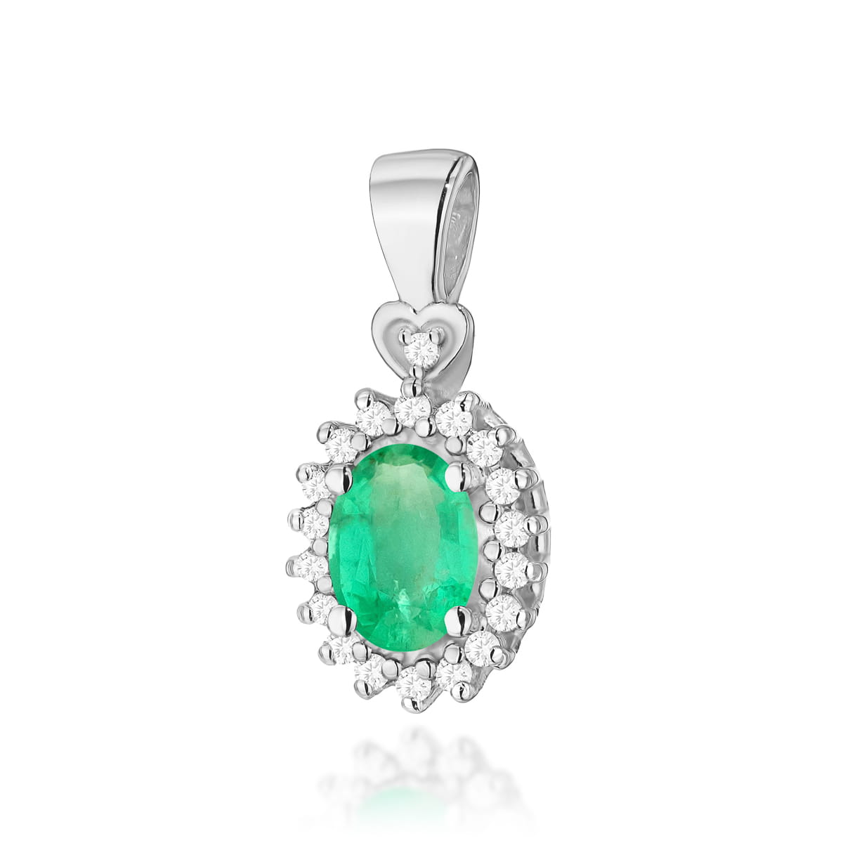 Gold Pendant With Emerald And Diamonds