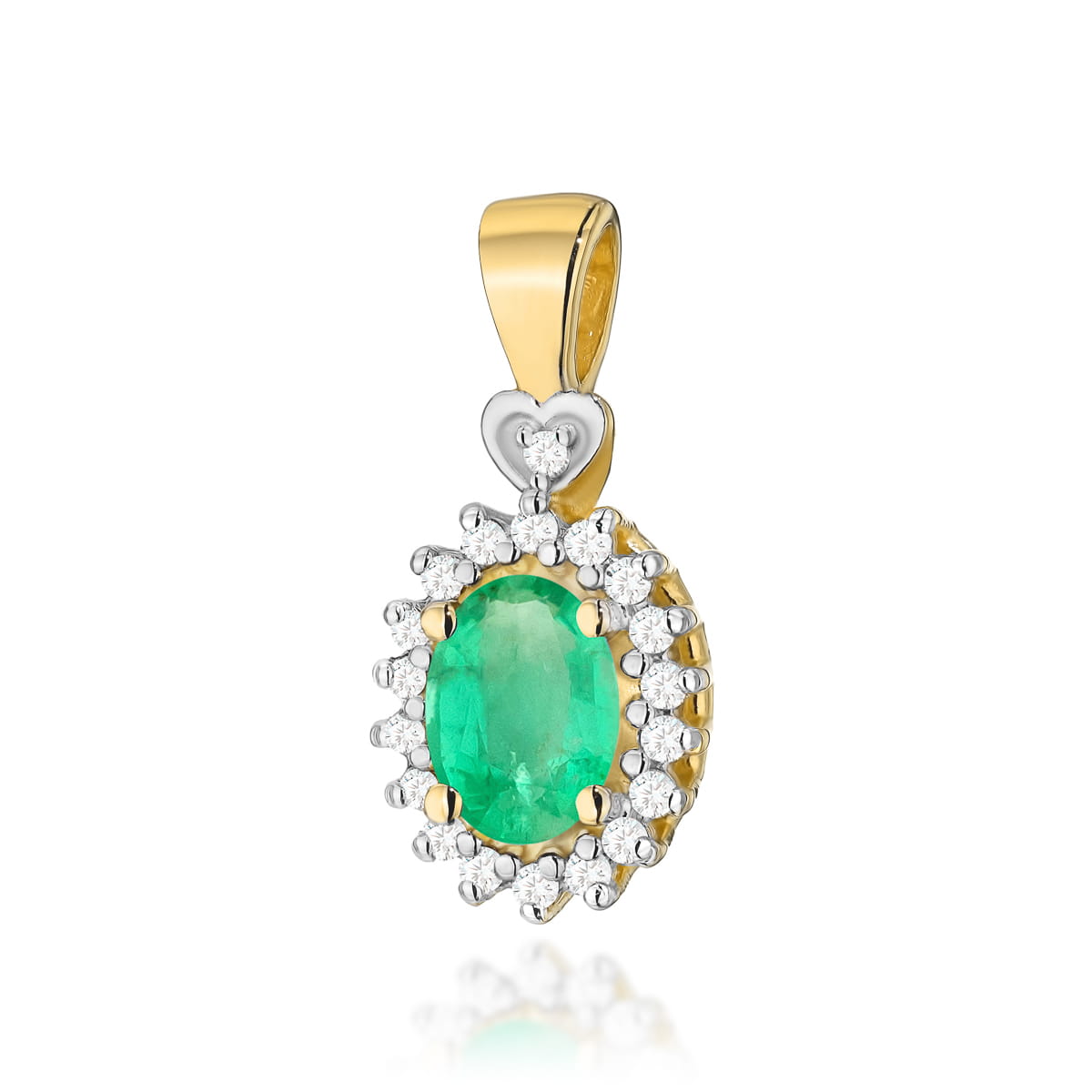Gold Pendant With Emerald And Diamonds