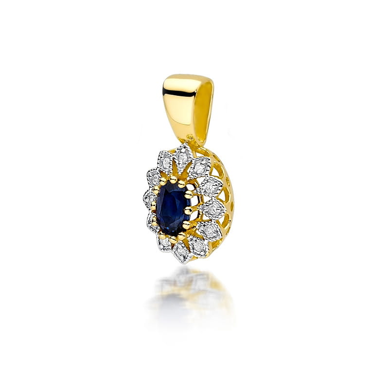 Gold Pendant With Sapphire And Diamonds