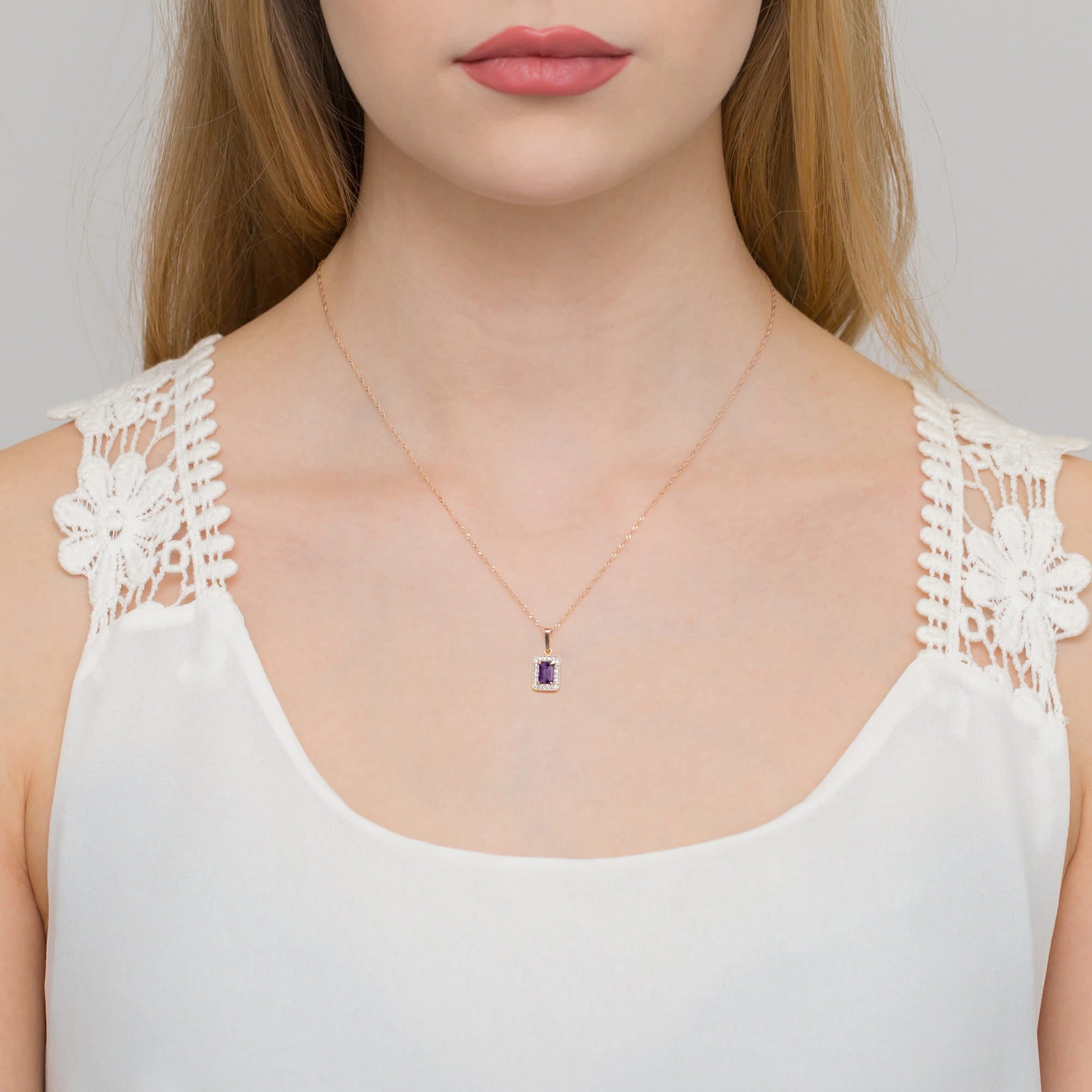 Gold Pendant With Amethyst And Diamonds