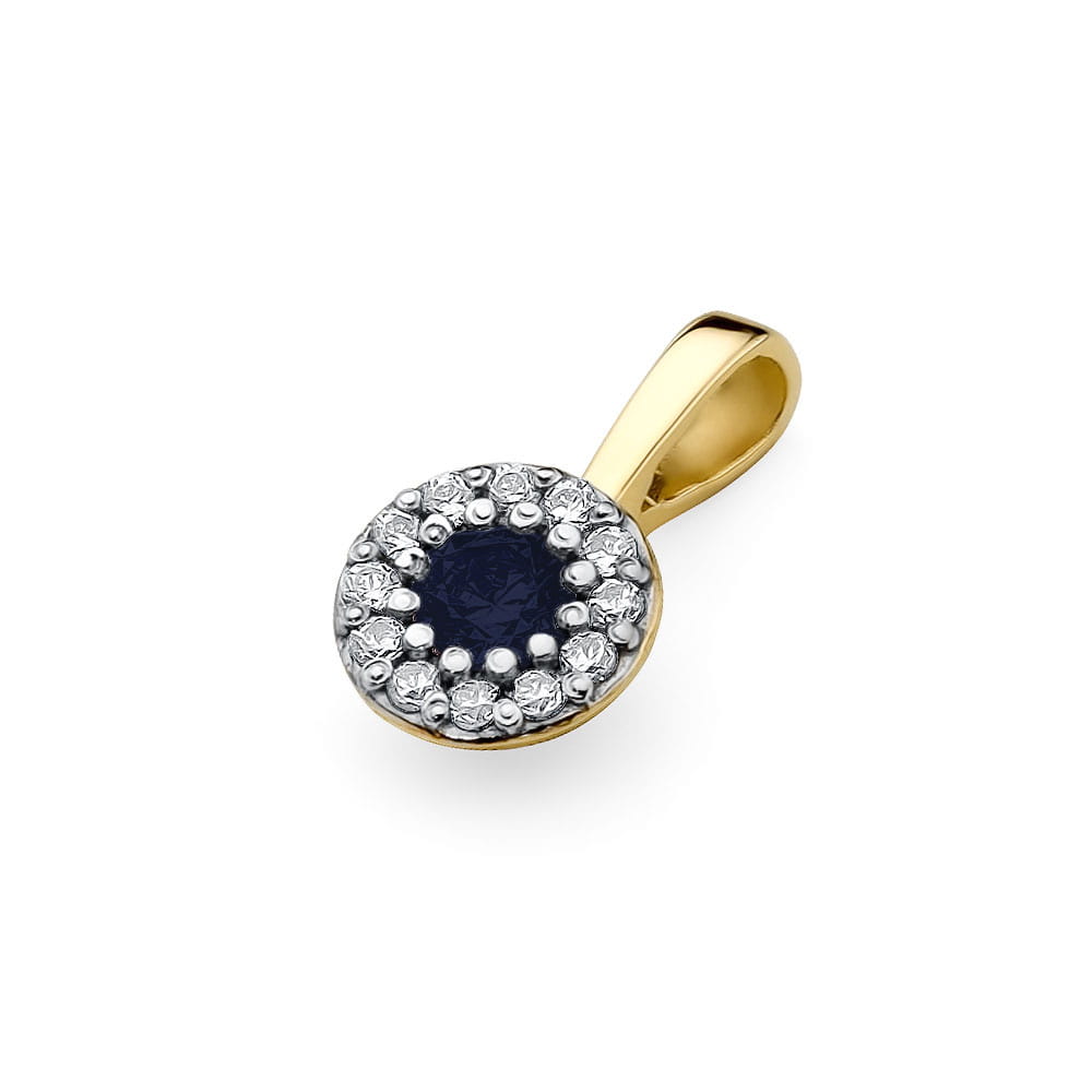 Gold Pendant With Sapphire And Diamonds