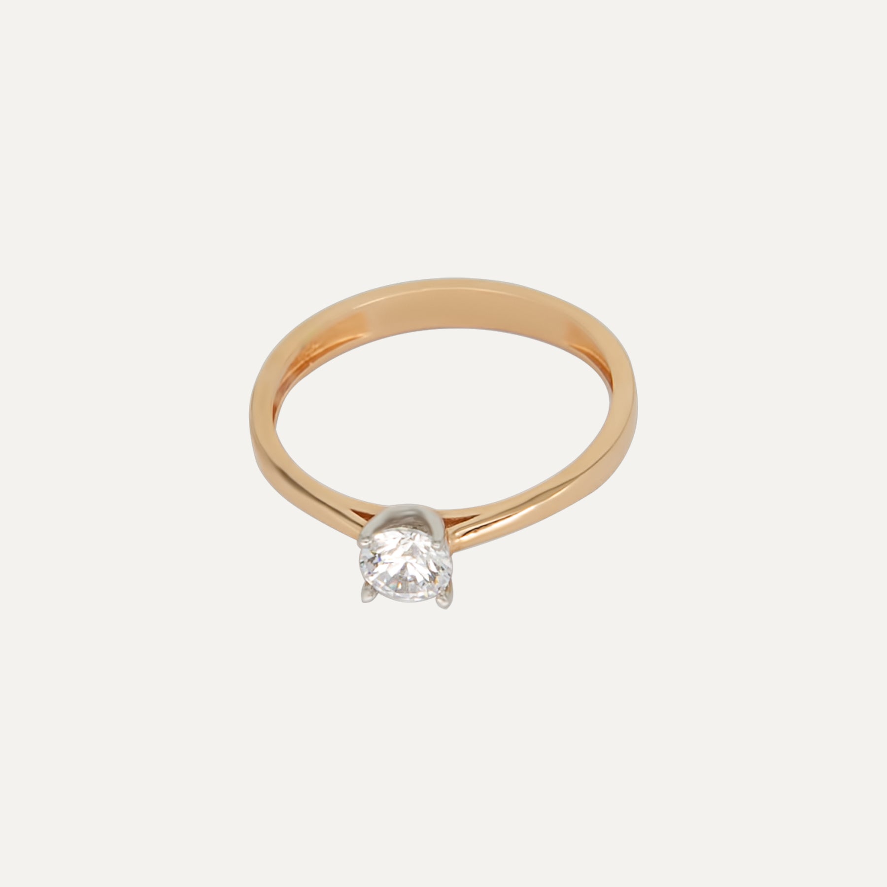 Auksinis žiedas „Klasikinis sužadėtuvių su cirkoniu“