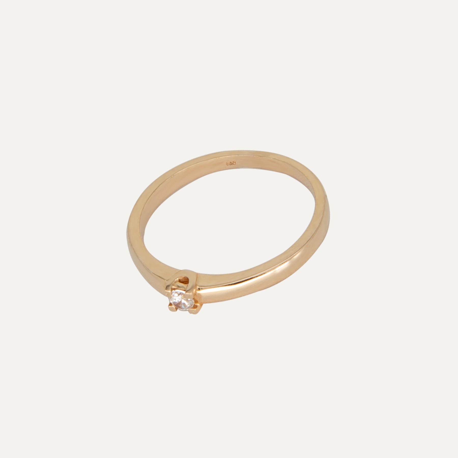 Auksinis žiedas „Klasikinis sužadėtuvių su mažu cirkoniu“