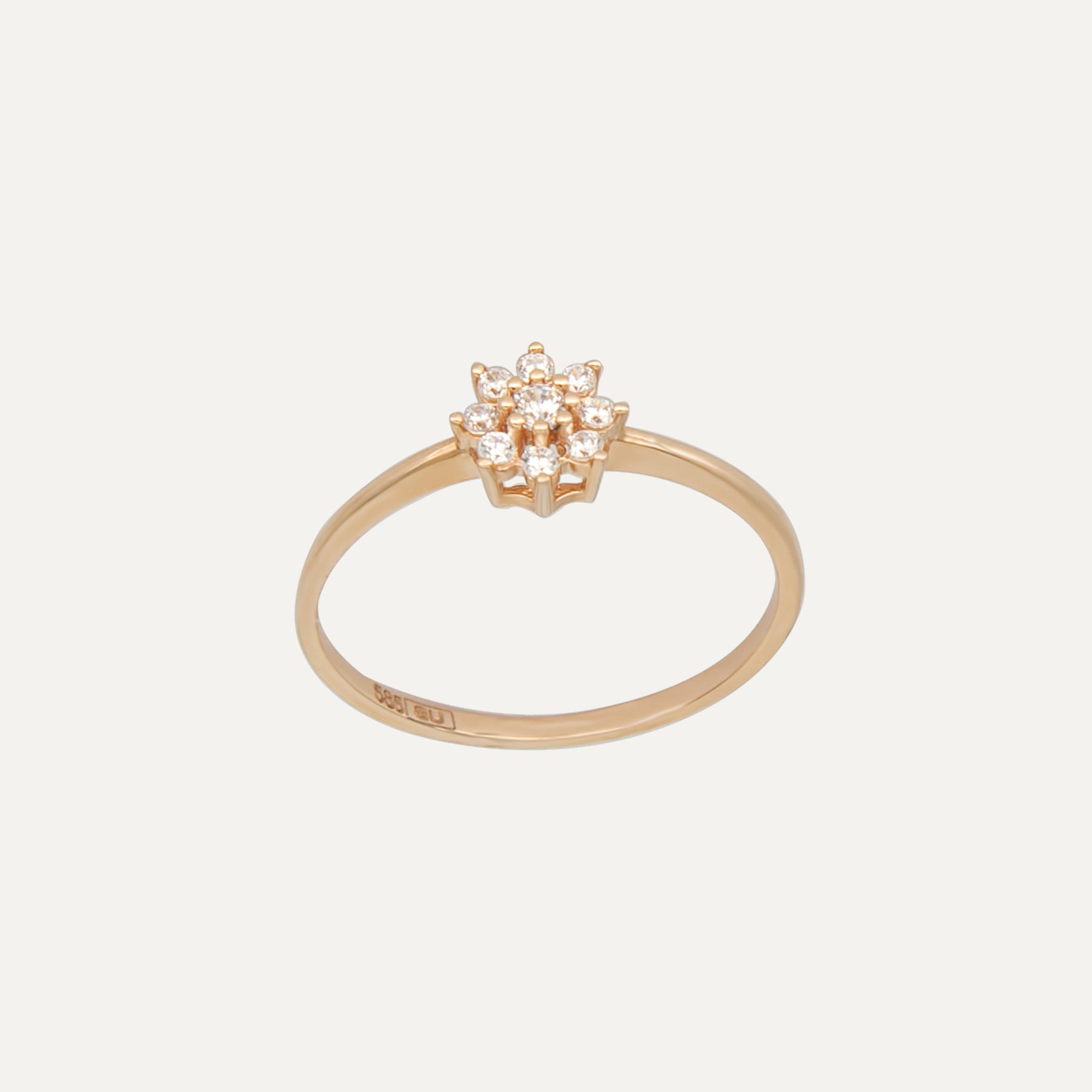 Auksinis žiedas „Puokštė su cirkoniu“